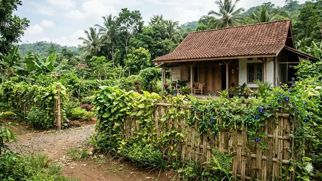Ide Pagar Bambu Minimalis untuk Rumah Pedesaan (Foto: Gemini AI)