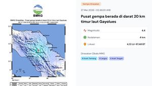 Gempa menggetarkan pukul 02:49:05 WIB, Rabu (27/5/2026 di wilayah Gayo Lues, Provinsi Aceh saat Idul Adha. (www.bmkg.go.id)