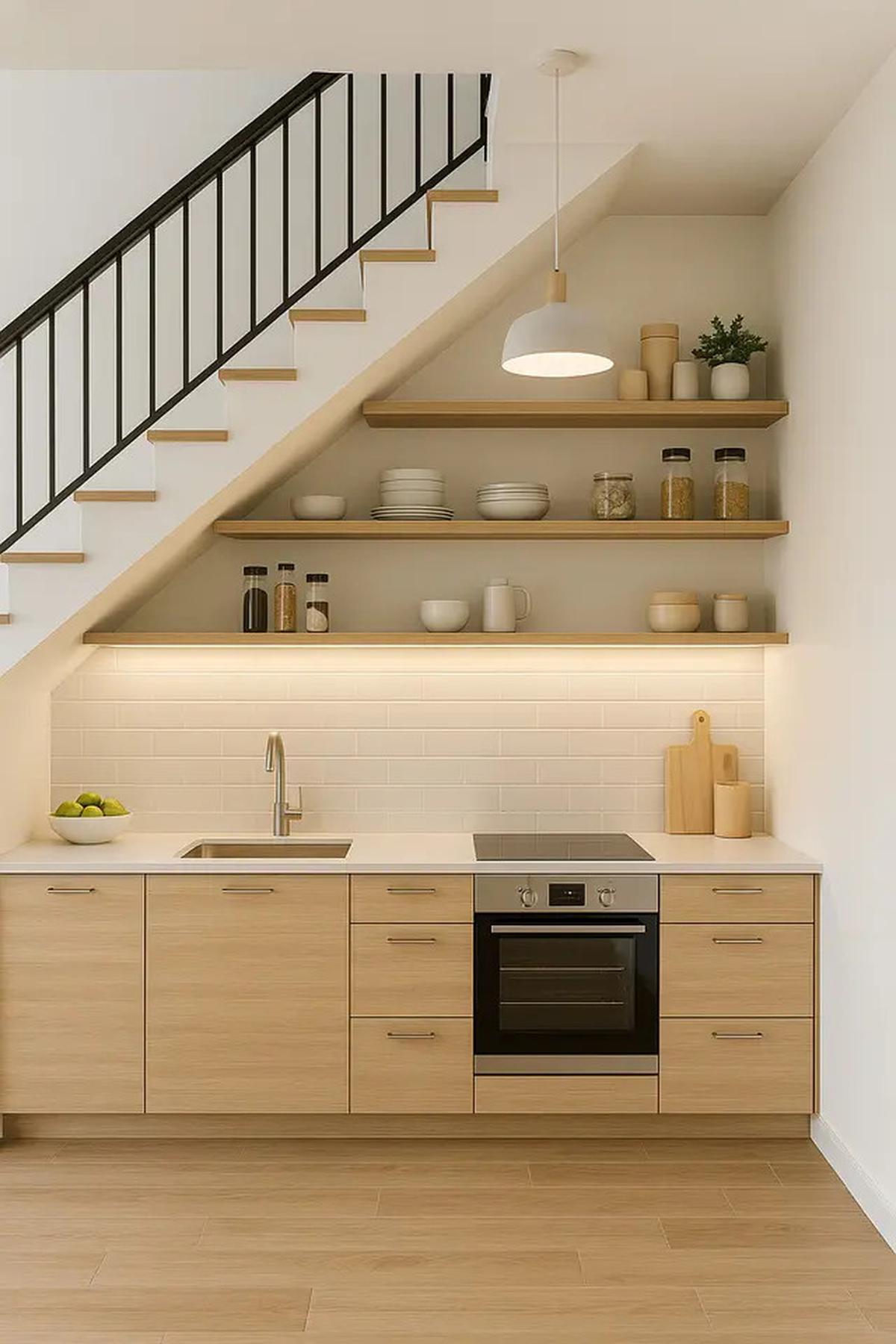 7 Desain Dapur Dekat Tangga, Inspirasi Interior Rumah Tahun 2025