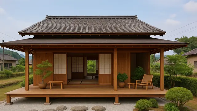 Desain Rumah Sederhana di Kampung dengan Teras Luas (created by AI)