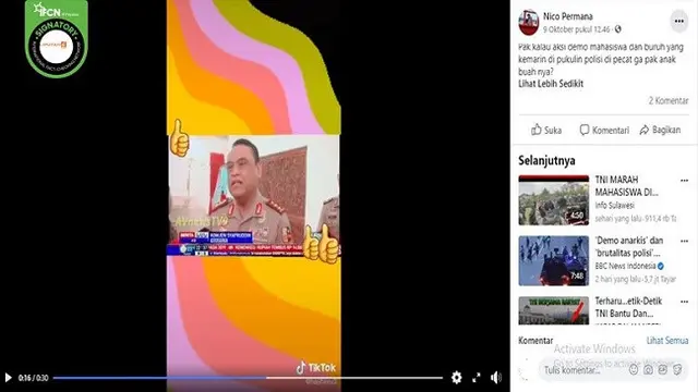 Gambar Tangkapan Layar Video Pernyataan Wakapolri Komjen Syafruddin (sumber: Facebook)