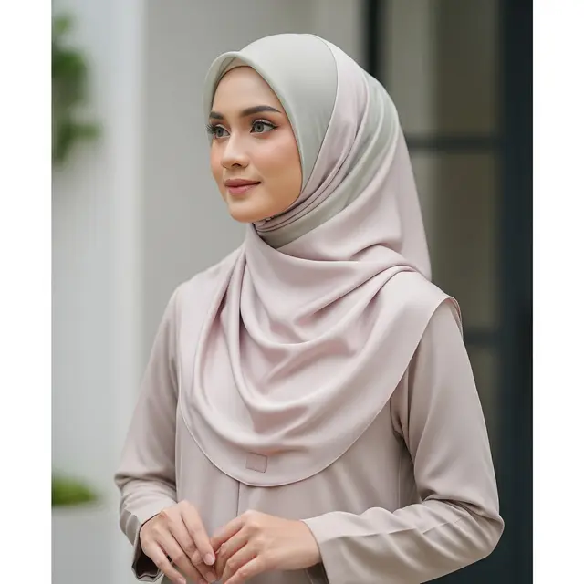 Ilustrasi Hijab Segiempat Malay Oval