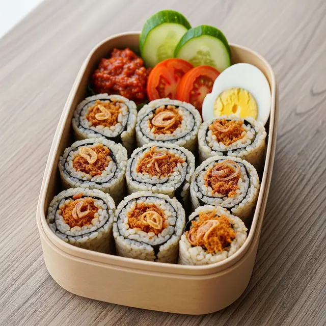Nasi Uduk Gulung Abon (AI Generated)