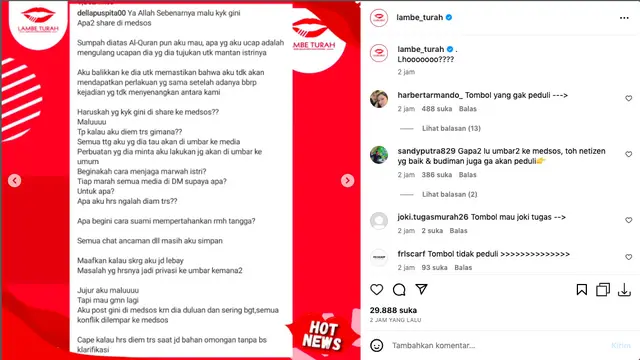 Della Puspita Diduga Konflik dengan Suami Usai Kedapatan Curhat di Instagram, Sebut Dirinya Mendapat Ancaman