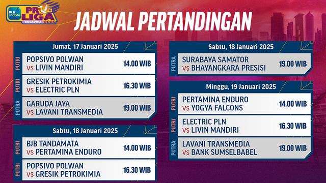 Jadwal pertandingan PLN Mobile Proliga 2025 Pekan ke 3 di Vidio