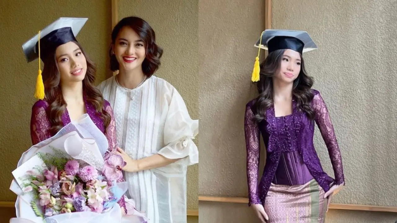 Pesona Jasmine Abeng, Putri Sulung Ririn Ekawati Berbalut Kebaya dan Kain Bugis Saat Wisuda SMA