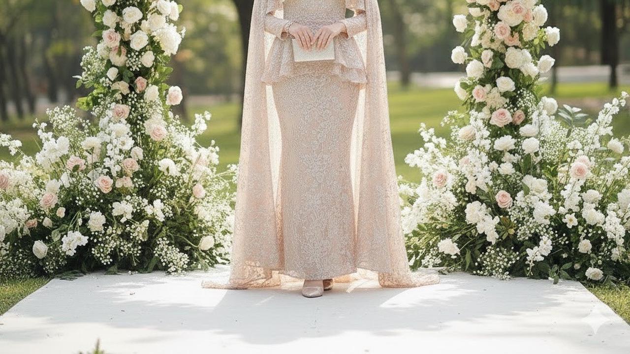Ilustrasi Model Gamis Brokat Soft Color