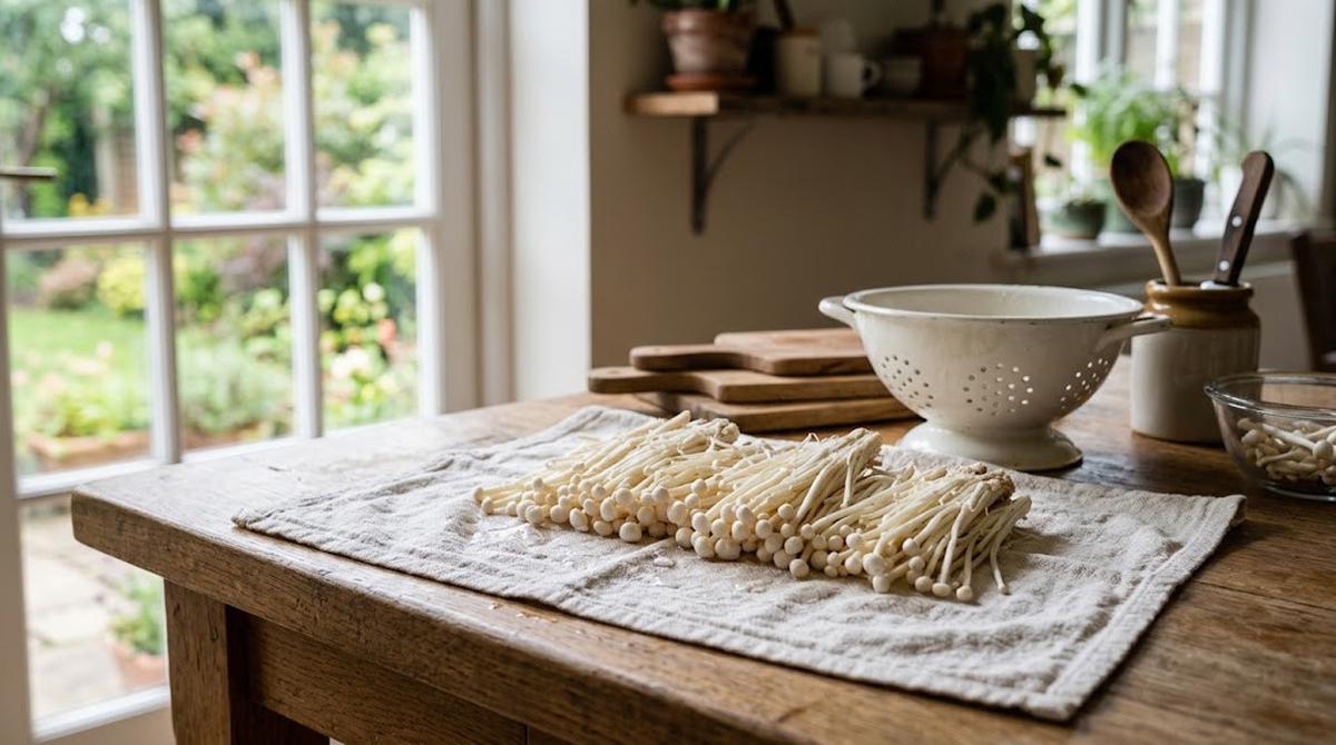 Cara Membersihkan Jamur Enoki Sebelum Dimasak/AI Generated
