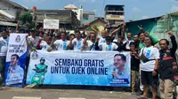 Relawan Mas Gibran menandai akhir Juni 2024 denngan aktivitas membagikan makanan bergizi dan paket sembako untuk ratusan pengemudi ojek online (ojol) di Jakarta. (Ist)