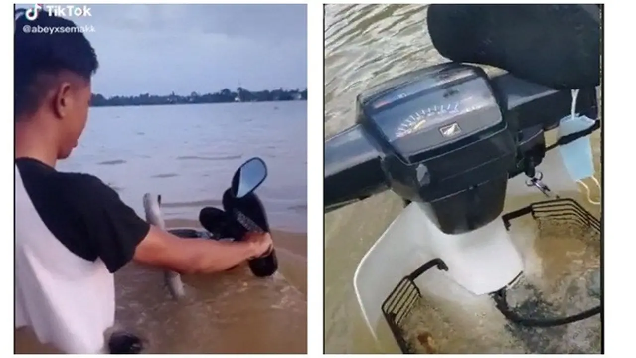Video Motor Lawas Nekat Jalan Air Viral di Media Sosial, Bikin Geleng Kepala