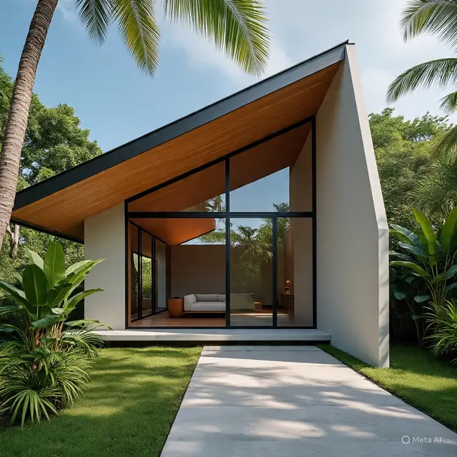 Desain Tropis dengan Elemen Bertekstur pada Interior (Liputan6.com/MetaAi)