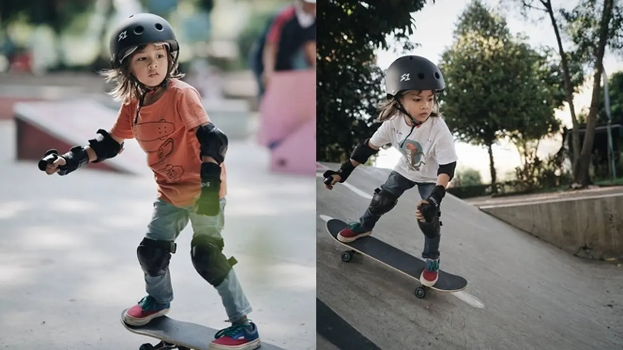 Masih Berusia 4 Tahun, Ini 6 Potret Bjorka Anak Ringgo Agus Rahman Main Skateboard