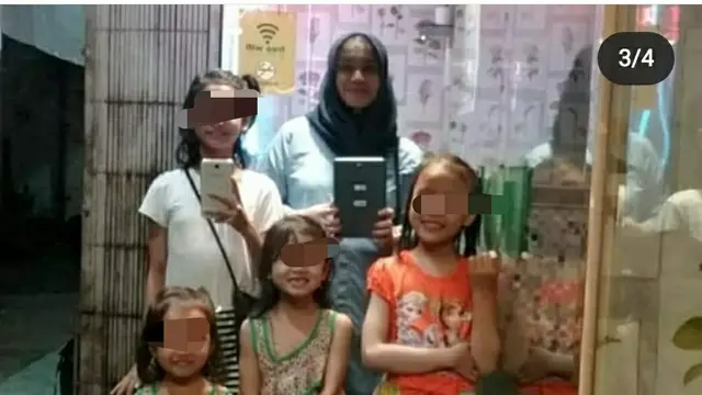 Erlita Dewi bersama keempat putrinya.(Foto Erlita Dewi/Liputan6.com))