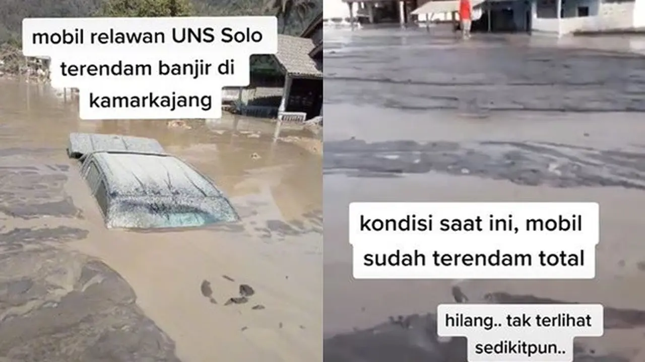 Mobil Relawan Terendam Banjir Erupsi Gunung Semeru, Hampir Tak Terlihat