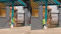 Viral, Bocah Kesulitan Masukan Bambu Lewat Gerbang Rumah Ini Bikin Geregetan