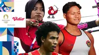 Olimpiade 2024 - Tim Indonesia di Olimpiade 2024 1 - Diananda Choirunisa (panahan), Joe Aditya (renang), Lalu Muhammad Zohri (Atletik) (Bola.com/Adreanus Titus)