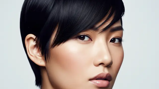 Cropped Cut dengan Side-Swept Bangs