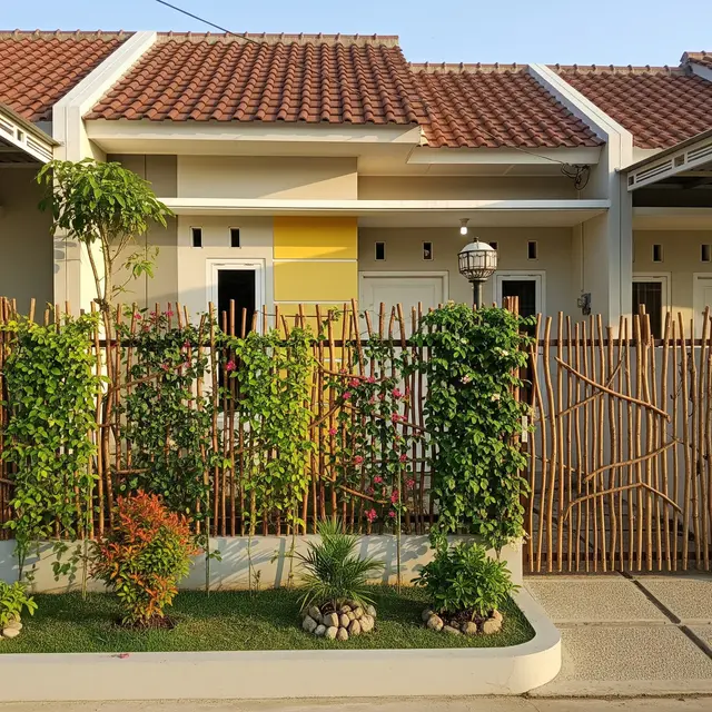 Desain Pagar Rumah Subsidi dari Ranting Kayu
