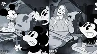 Ilustrasi karakter horor ikonik yang dipadukan dalam kartun Mickey Mouse. (Instagram/@franks_kid)