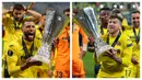 Kesuksesan Villarreal memboyong trofi Liga Eurpa 2020/2021 tidak terlepas dari peran para pemain yang pernah berkiprah di Premier League. Tercatat ada lima alumnus Premier League di balik kesuksesan tersebut. Siapa saja mereka? (Kolase Foto AFP)