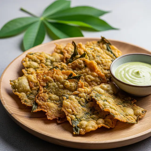 Keripik Daun Singkong Cincang Tekstur Unik (Image by Gemini AI)