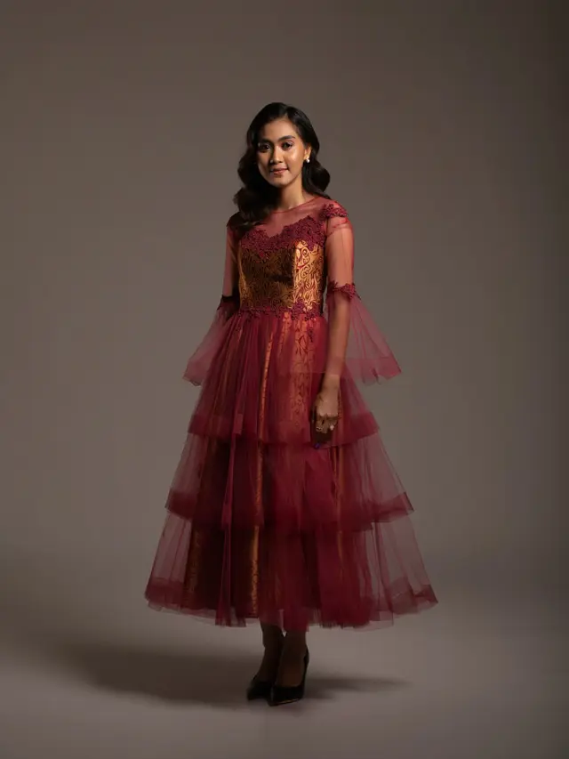 Dress Batik Brokat Kombinasi Renda