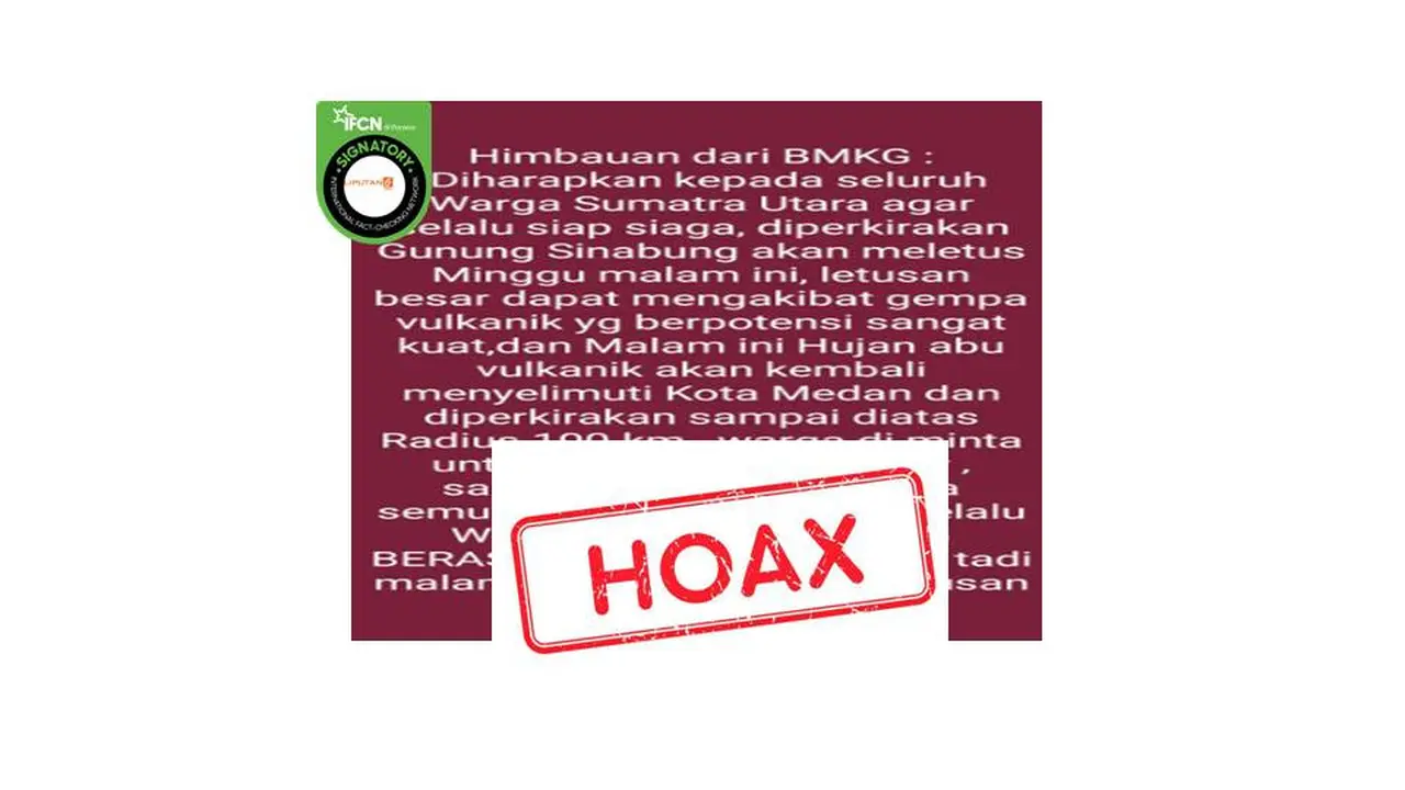 Cek fakta hoaks himbauan BMKG gunung Sinabung akan meletus