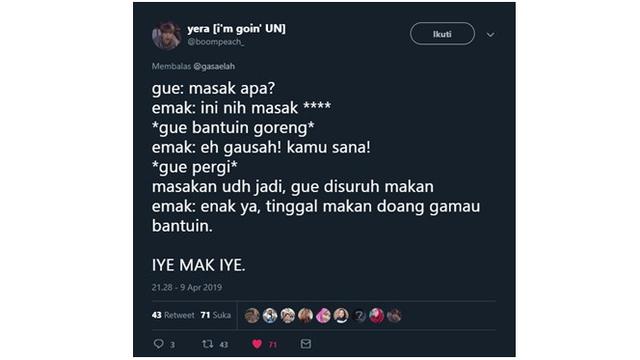 6 Percakapan Aku Dan Emak Ini Kocak Banget Pernah Ngalamin Hot Liputan6 Com