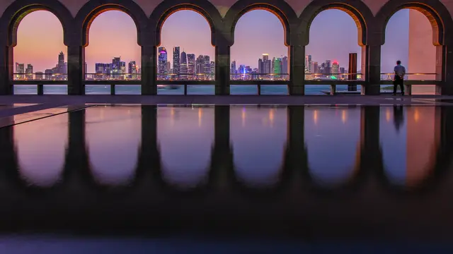 Skyline of Doha, Qatar during blue hour