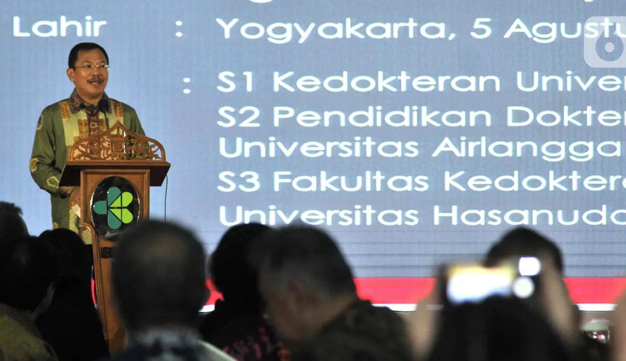 Menkes Terawan Agus Putranto memberikan sambutan dalam acara Pisah Sambut Menteri Kesehatan di Gedung Kementerian Kesehatan, Jakarta, Kamis (24/10/2019). (merdeka.com/Iqbal S. Nugroho)