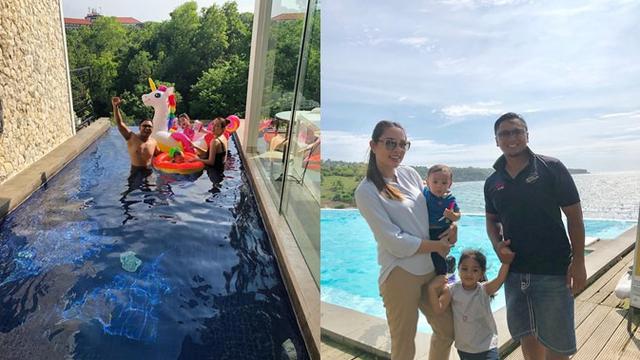 Berenang bersama keluarga adalah hal yang menyenangkan.