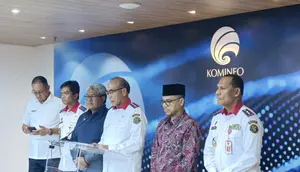 Konferensi pers mengenai gangguan Pusat Data Nasional di Kantor Kominfo, Jakarta. Liputan6.com/Robinsyah Aliwafa Zain