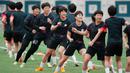 Tim sepak bola Korea Utara, Naegohyang melakukan persiapan menjelang laga semifinal Liga Champions Asia Putri 2026 melawan klub Korea Selatan, Suwon FC. (AP Photo/Lee Jin-man)