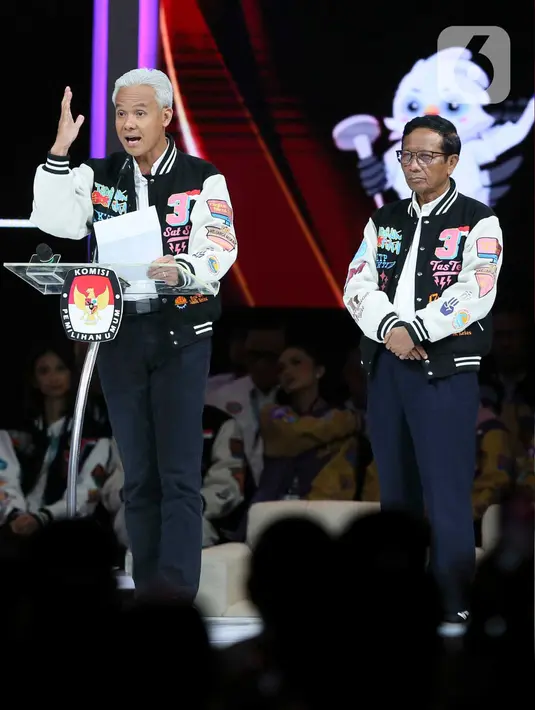 Para Capres juga mendapat tambahan waktu di sesi pernyataan penutup dari 2 menit jadi 4 menit untuk meyakinkan para calon pemilih. (Liputan6.com/Angga Yuniar)