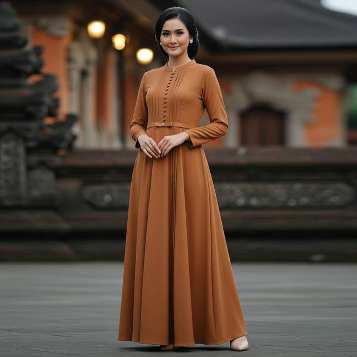 7 Model Gamis Mauve &amp; Mocha yang Diprediksi Menjadi Tren 2026