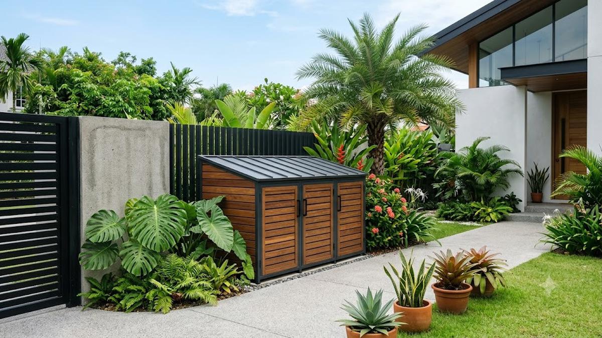 10 Ide Tempat Sampah Outdoor Anti Kehujanan yang Tetap Menyatu dengan Desain Rumah