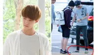 Sehun, salah satu anggota boyband EXO terlihat mengenakan sandal jepit bertali hijau saat berada di Bandara Soekarno Hatta.