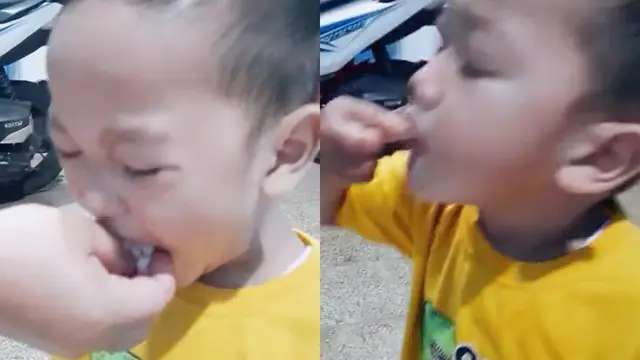 Tak seperti kebanyakan anak seumurannya, bocah ini sangat menyukai makanan pedas.