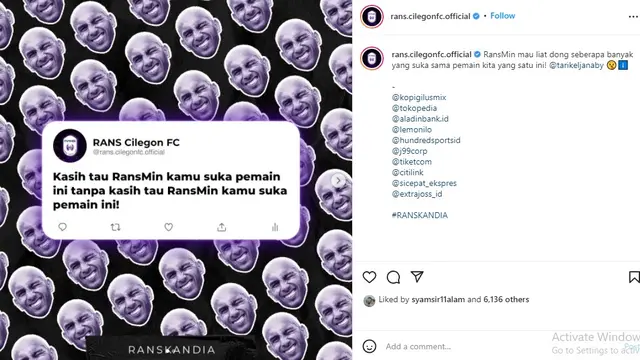 Rans Cilegon (Foto: Instagram/@rans.cilegonfc.official)