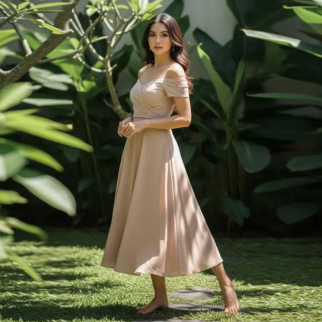 9 Model Gaun Pesta Off-Shoulder Midi, Busana Elegan untuk Berbagai Acara