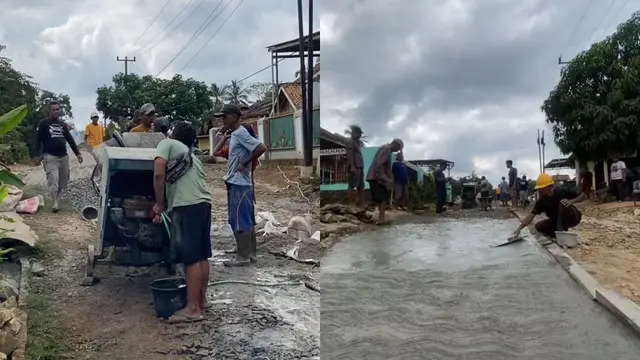 Sering Makan Korban, Warga Way Kanan Cor Jalan Pakai Uang Patungan