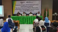 Forum Sarasehan Program BP Jamsostek untuk pekerja informal, sekaligus Rapat Koordinasi Wilayah Masyarakat Peduli Badan Penyelenggara Jaminan Sosial (Rakorwil MP BPJS) Banten, di Gedung MUI Provinsi Banten, Selasa (4/12/2019). (Liputan6.com/ Istimewa)