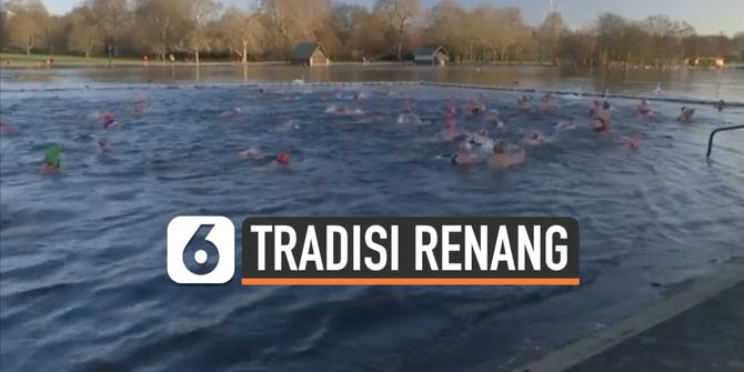 VIDEO: Sensasi Lomba Renang di Danau yang Hampir Beku