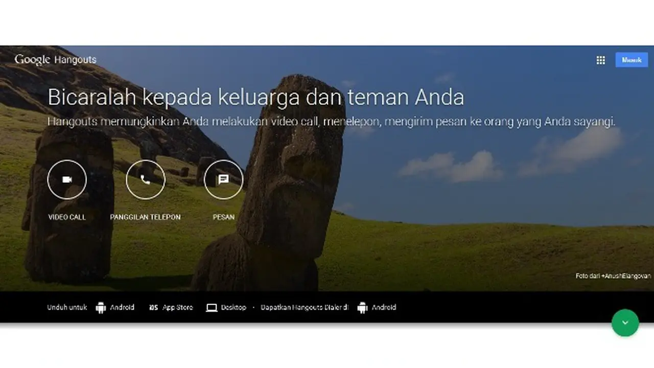 Tampilan laman Hangouts versi Web