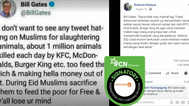 Cek Fakta - Cuitan Bill Gates soal ibadah korban, benarkah?