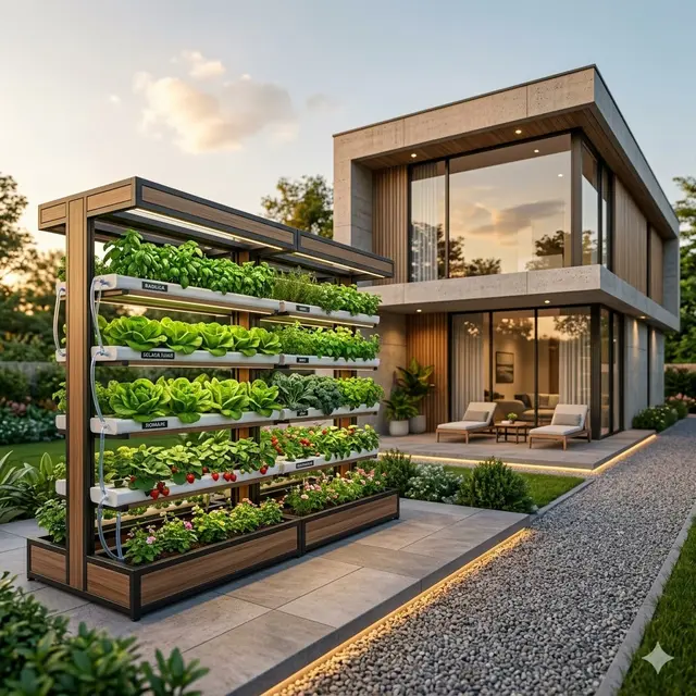 Ide Rumah dengan Kebun Hidroponik Elegan di Hunian Modern