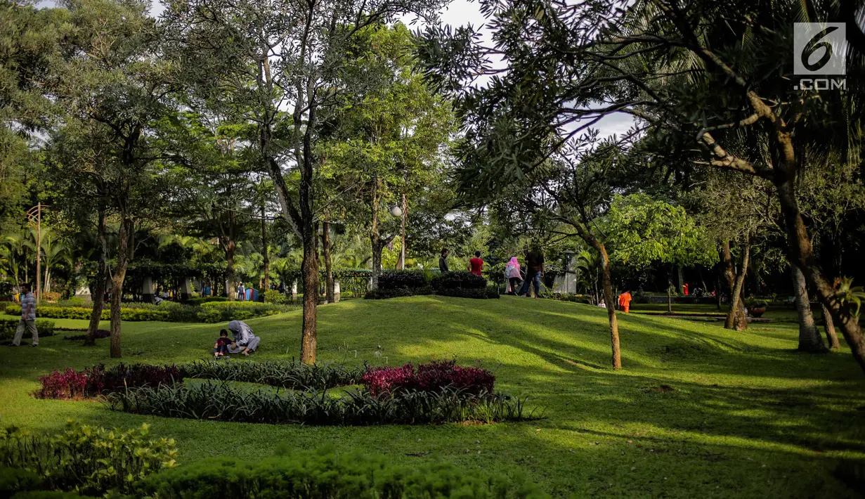 Suasana Taman Tabebuya, Jagakarsa, Jakarta, Kamis (14/3). Dinas Kehutanan DKI Jakarta menganggarkan Rp 130 miliar untuk membangun 53 Taman Maju Bersama (TMB) di tahun 2019. (Liputan6.com/Faizal Fanani)