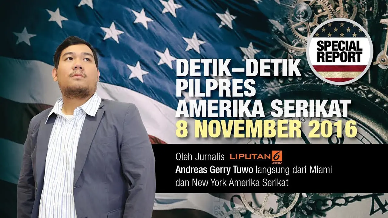 Liputan6.com melaporkan secara langsung detik-detik Pilpres AS dari Miami dan New York