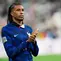 Pemain Prancis Michael Olise merayakan kemenangan setelah pertandingan UEFA Nations League melawan Belgia di Saint-Denis dekat Paris, Selasa (6/10/2026). (AP Photo/Teresa Suarez)