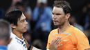 Rafael Nadal gagal mempertahankan gelarnya pada seri Grand Slam pertama tahun ini, Australia Open 2023 setelah kalah 4-6, 4-6 dan 5-7 dari petenis Amerika Serikat, Mackenzie McDonald. (AP Photo/Asanka Brendon Ratnayake)